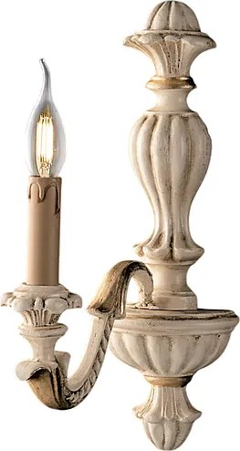 Kinkiet Leonardo z drewna w kolorze kości słoniowej i złotego liścia, 1 lampa .14 P.24 BL180-AP1-AV