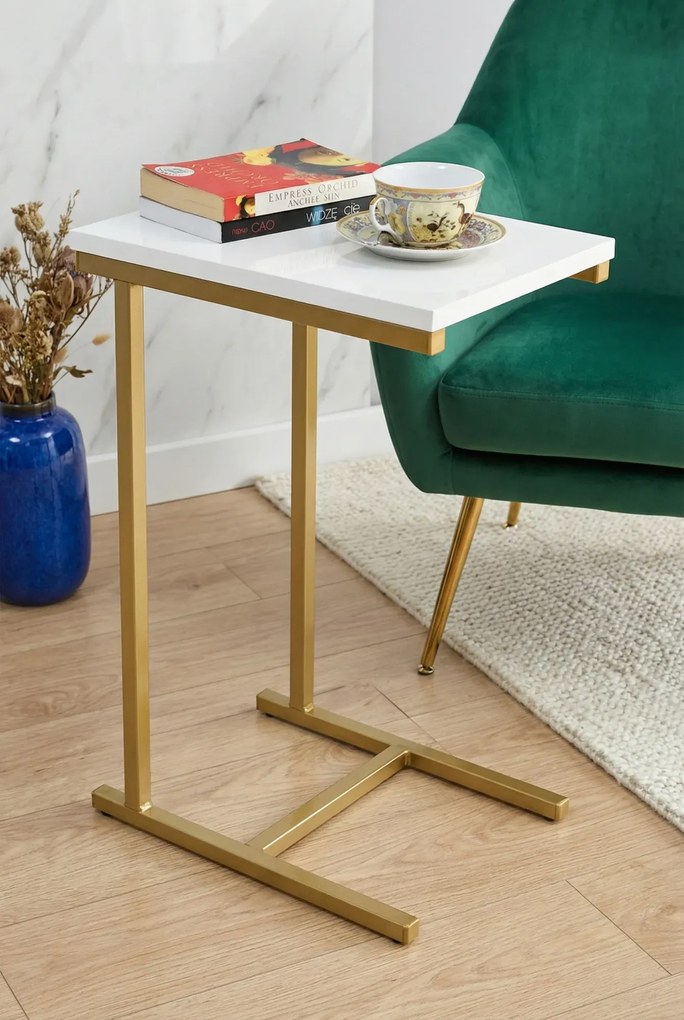 Stolik Pomocniczy W Stylu Glamour Złoty + Biały L3-R24