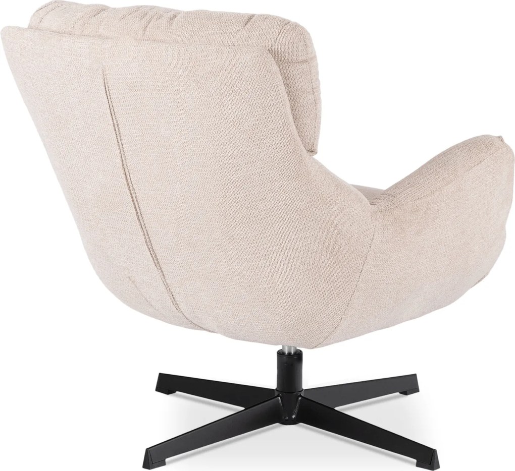 Fotel Wypoczynkowy Obrotowy REAL do Salonu Kremowy Nowoczesny