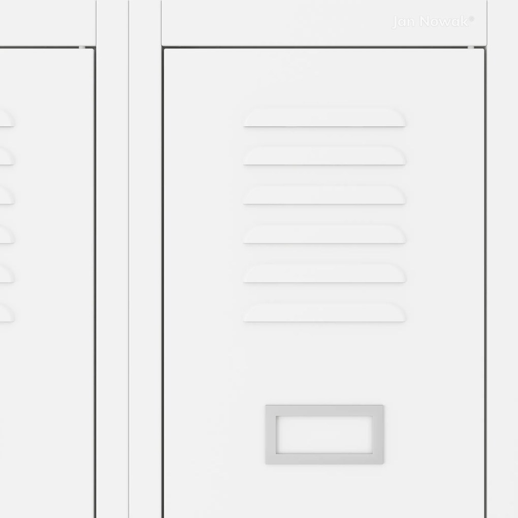 Szafka pracownicza metalowa socjalna czterokomorowa biała: KACPER II, 600 x 1800 x 500 mm