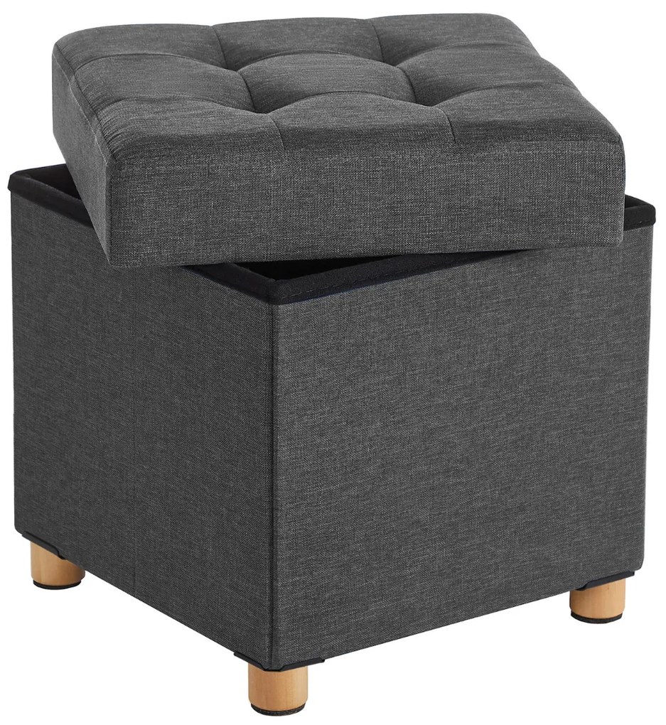 Taboretka z miejscem do przechowywania na nóżkach OTO, 38x38x40cm, antracyt Jurhan