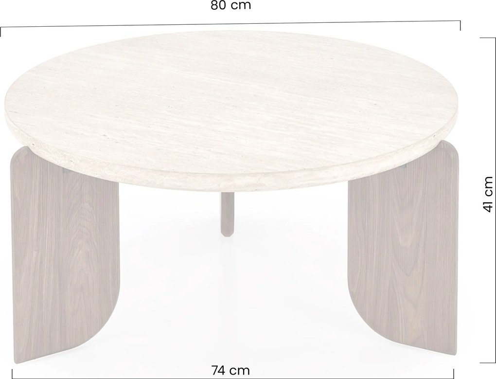 Stolik kawowy Manios 80 cm okrągły - trawertyn / orzech