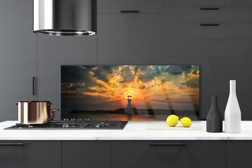 Panel Szklany do Kuchni Latarnia Na Skalistym Brzegu