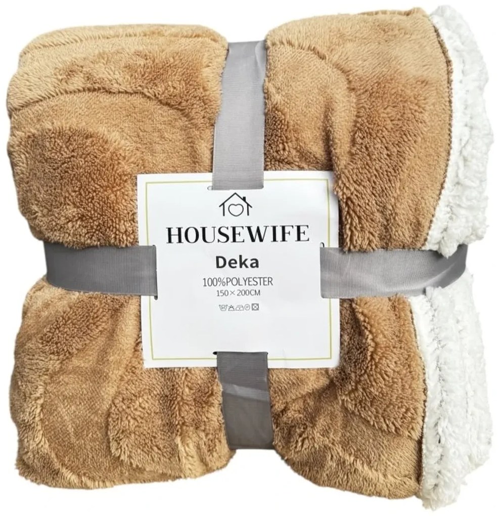 Luksusowy koc z baranka z mikropluszu NESTIVE beżowy Rozmiar: 150 x 200 cm