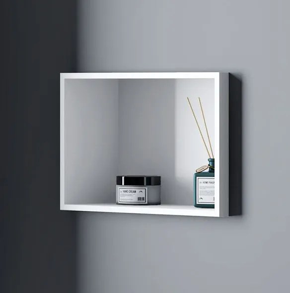 Biała półka wnękowa ścienna z odlewu mineralnego BA2513