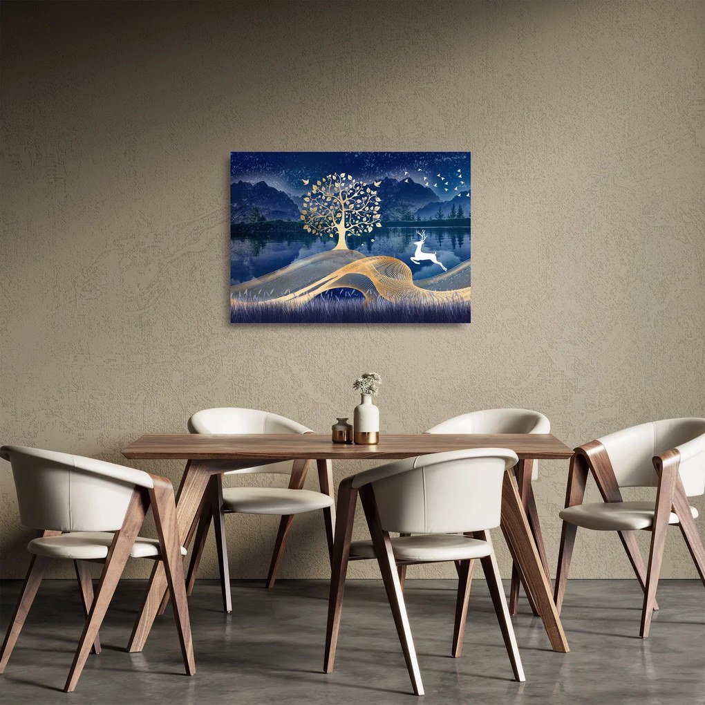 Obraz na szkle jelenia w pełni księżyca (70x50 cm)