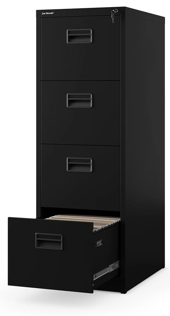 Metalowa szafa kartotekowa SARA V4, 460 x 1320 x 620 mm, czarna