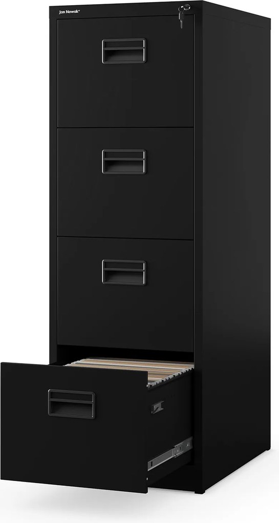 Szafa kartotekowa metalowa z 4 szufladami czarna, 460x1320x620 mm: SARA