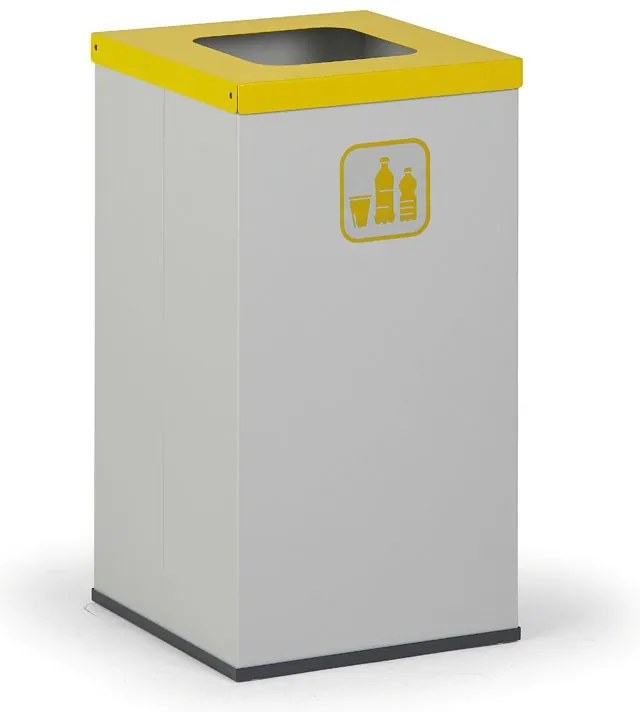 Wewnętrzny kosz do segregacji śmieci, 50 l, uchwyt na worek, szary/żółty