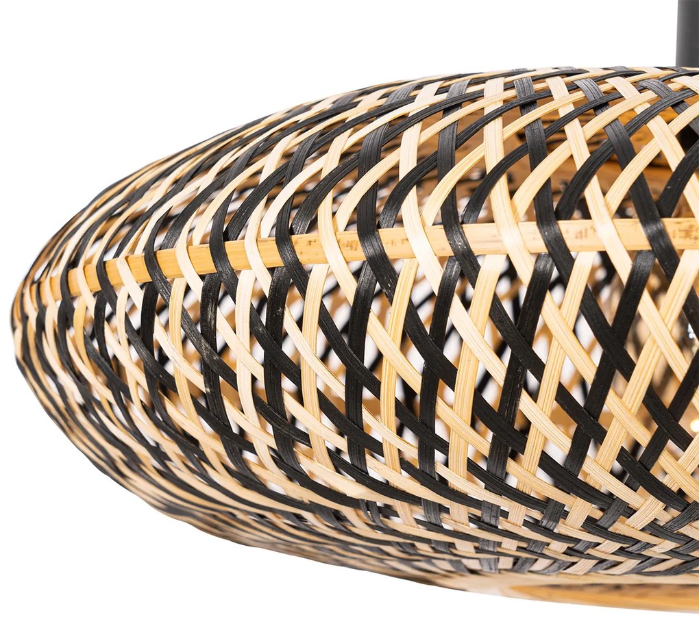 Orientalna lampa wisząca czarna bambusowa 50 cm - OstravaKolonialny Oswietlenie wewnetrzne
