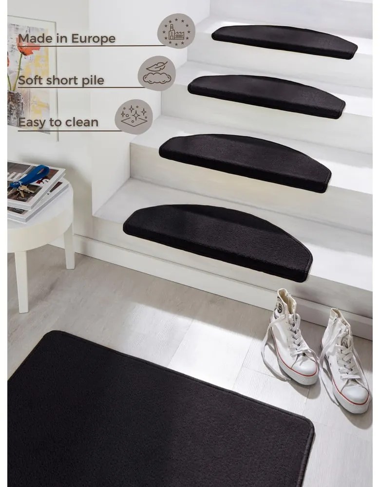 Czarne samoprzylepne dywaniki na schody zestaw 15 szt. 23x65 cm Fancy – Hanse Home