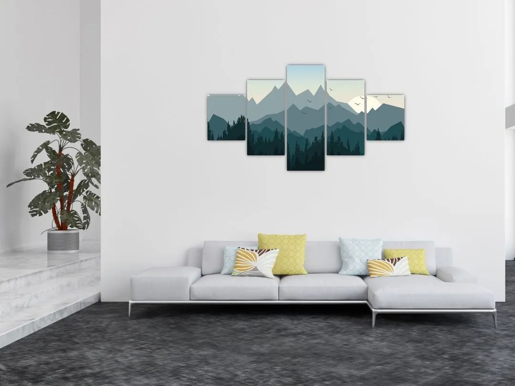 Obraz - Góry oczami grafika (125x70 cm)