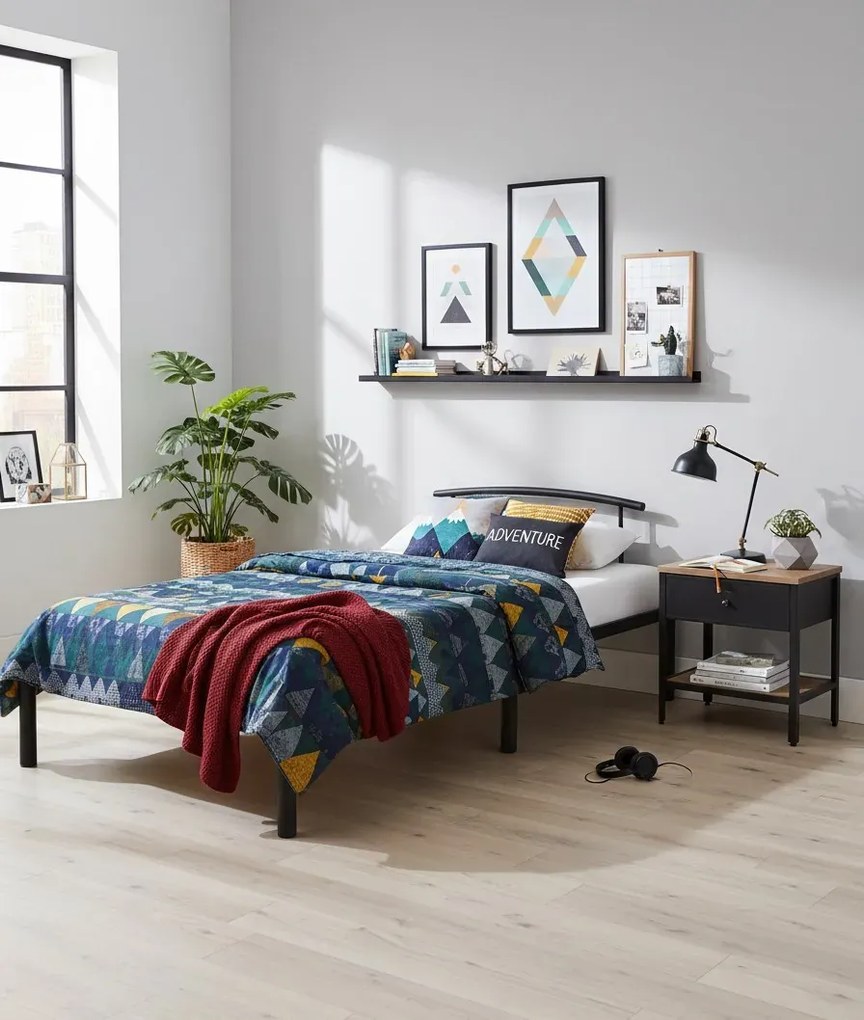 Czarne metalowe łóżko pojedyncze 90 x 200 cm S8-T46