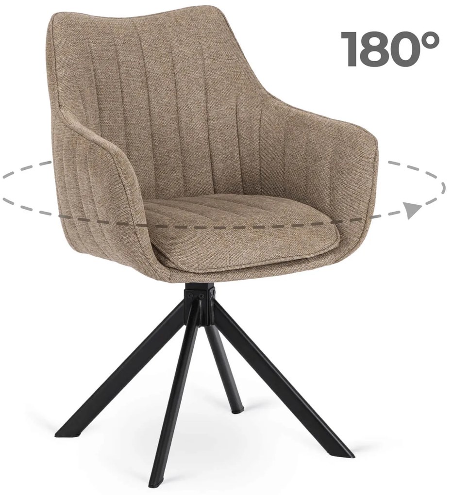 Krzesło Tapicerowane Obrotowe do Salonu MUMBAI Beżowe Nowoczesne