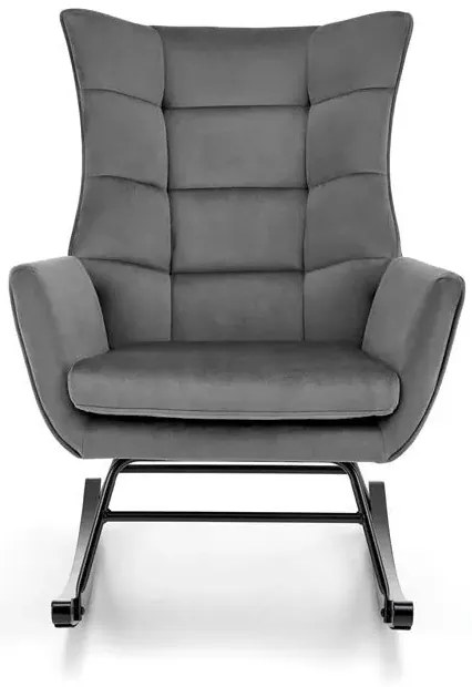 Fotel bujany BAZALTO VELVET szary HALMAR