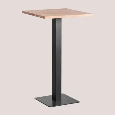 Wysoki Kwadratowy Bar Z Drewna Akacjowego Wąski Czarny & ↔︎ 60 Cm - Sklum