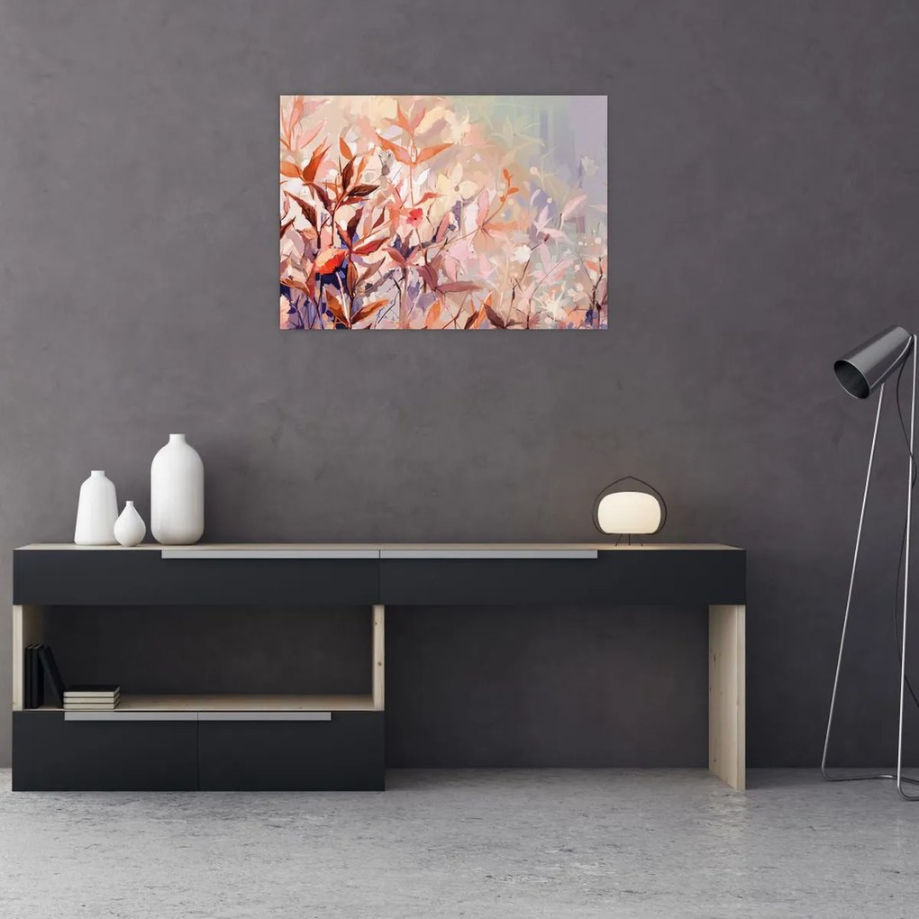 Obraz na szkle - Malowanie pastelami jesieni (70x50 cm)