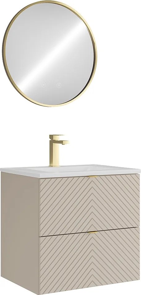 Słupek łazienkowy w jodełkę z wnęką – beż – wys. 140 cm – DORIONI