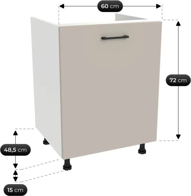 Zestaw Mebli Kuchennych MODERN 200 cm Kaszmir Ryflowany Nowoczesny