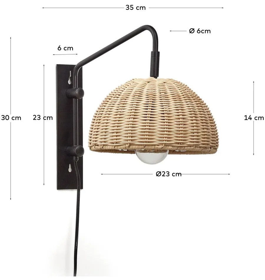 Czarno-naturalny kinkiet ø 23 cm Damila – Kave Home