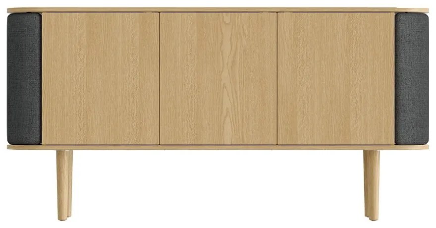 Antracytowa niska komoda w dekorze dębu 150x75 cm Treasures – UMAGE