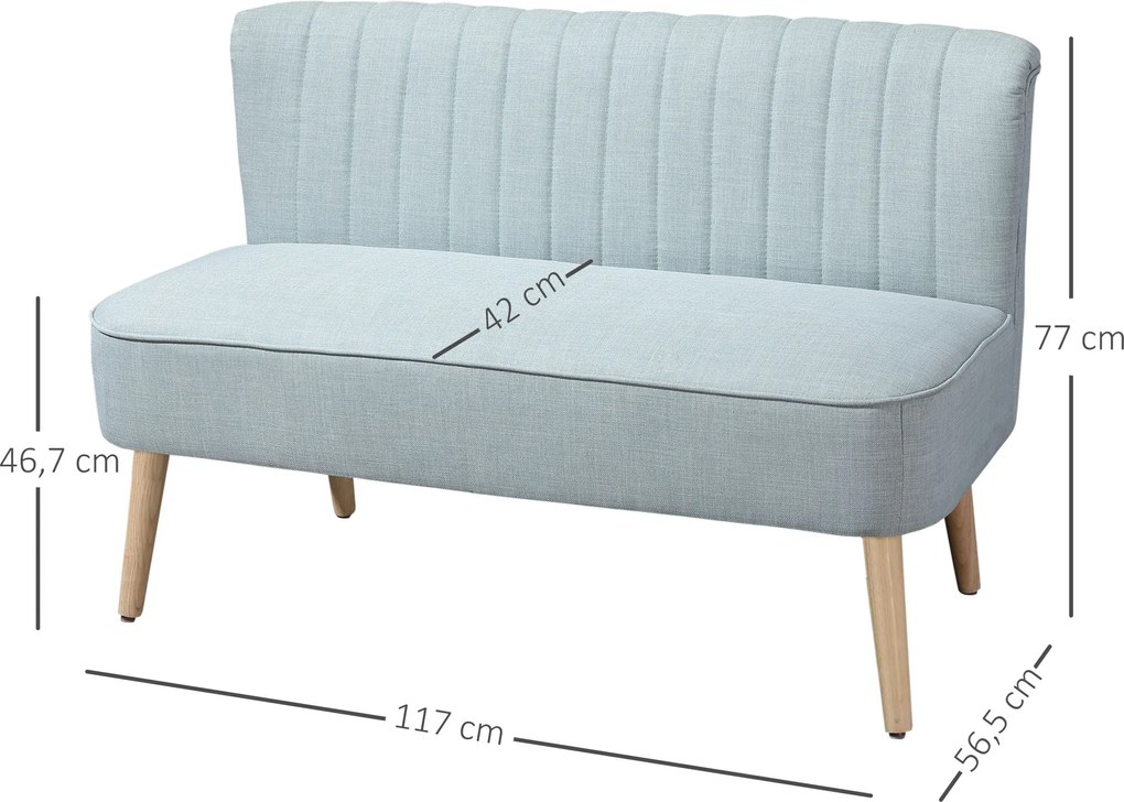 HOMCOM 2-osobowa sofa kanapa tapicerowana meble wypoczynkowe szeroka jasnozielona | Aosom PL