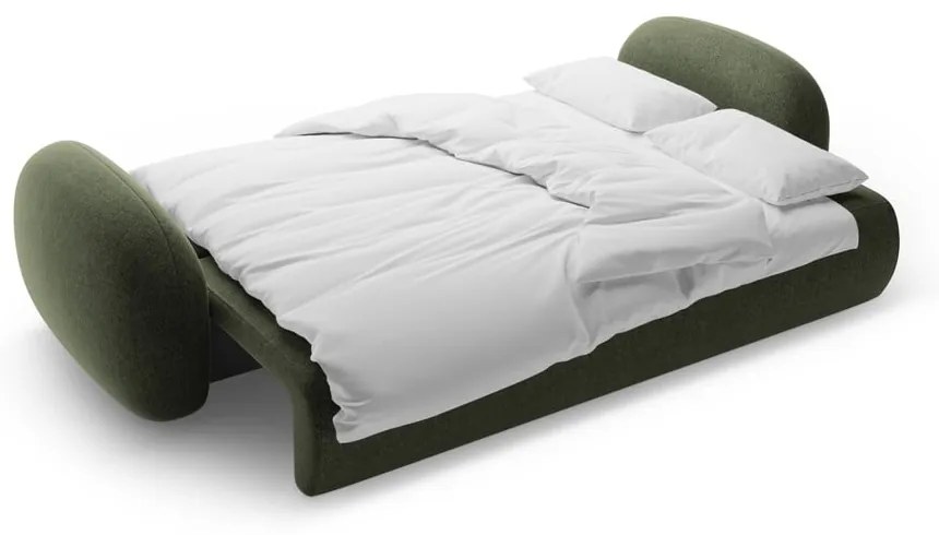 Zielona rozkładana/ze schowkiem sofa z tkaniny szenilowej 262 cm Tonale – Cosmopolitan Design