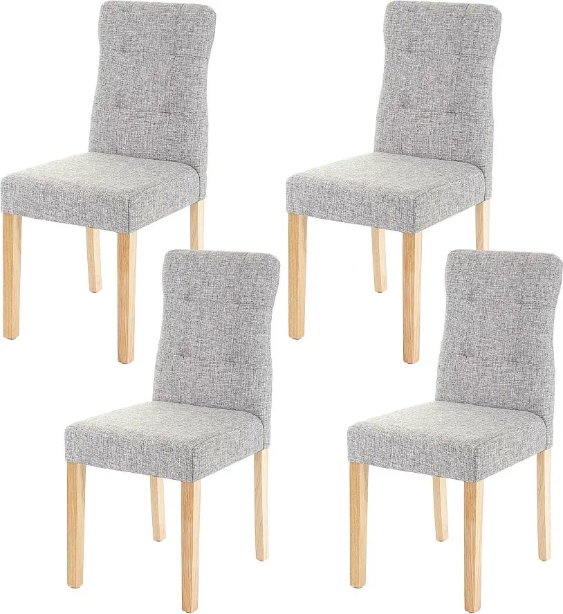Krzesło do jadalni MCW-E58 (zestaw 4 szt.),  tkanina/materiał szary, jasne nogi