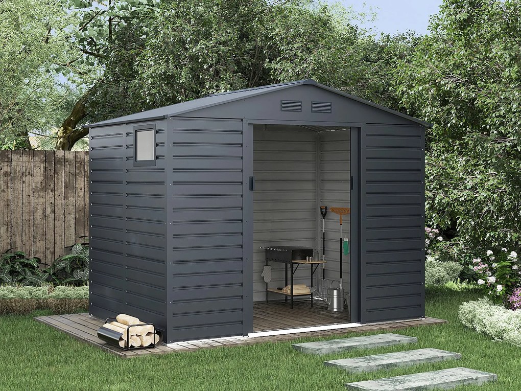 Szopa ogrodowa z ocynkowanej stali - Antracyt - 5,40 m² - ADELMO