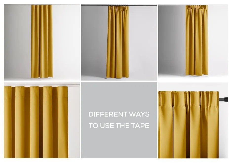 Żółta zaciemniająca zasłona termiczna 140x245 cm Pleat – Restilo