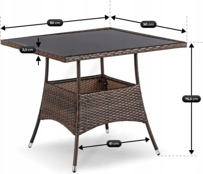 Zestaw Mebli Ogrodowych MORADO Stół i 4x Krzesło Brązowy/Beżowy Technorattan Nowoczesny