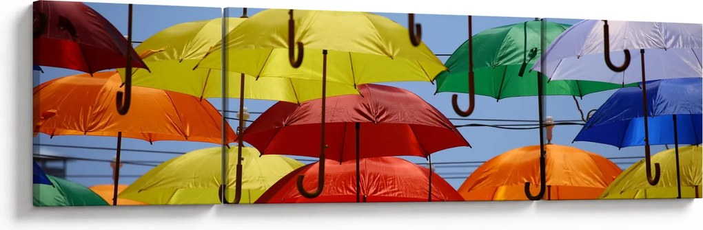 Obraz kolorowych parasoli (170x50 cm)