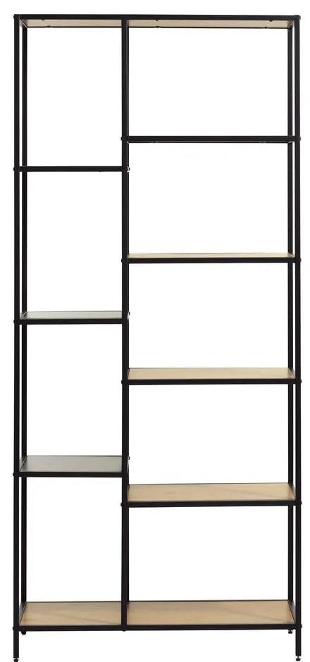 Czarno-naturalny regał w dekorze dębu 80x180x35 cm Altino – Unique Furniture