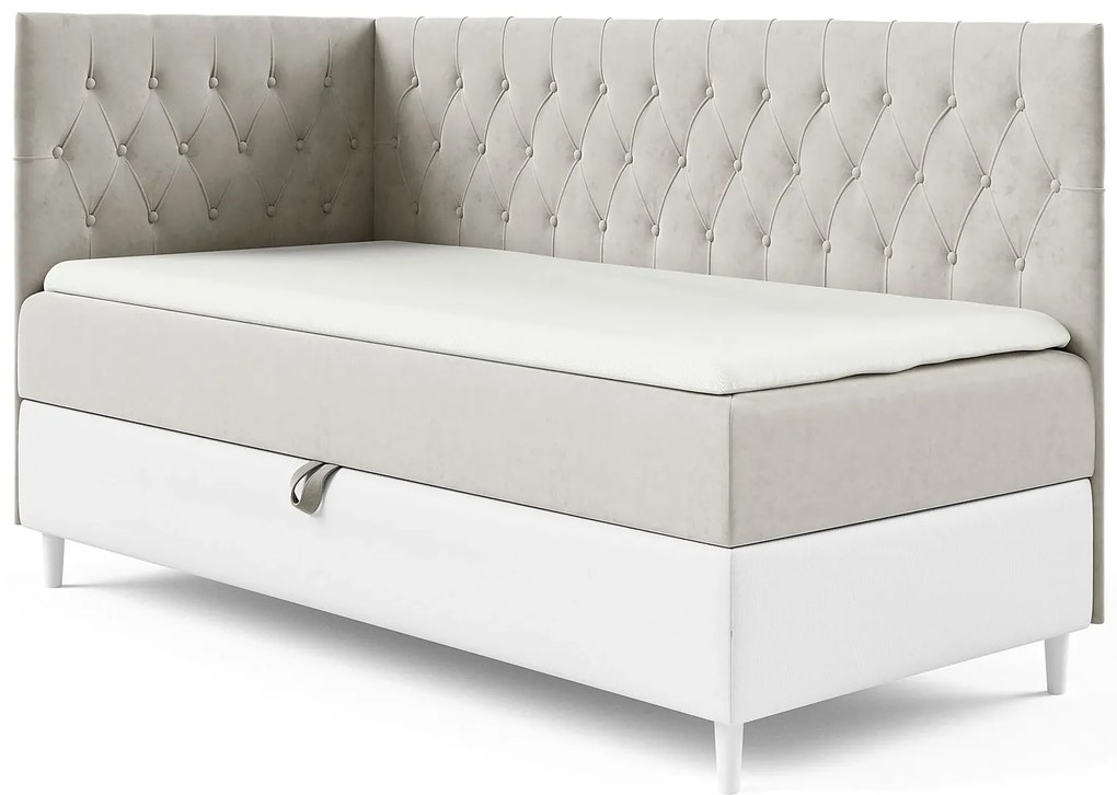 Jasnoszare łóżko z pikowanym zagłówkiem 3 rozmiary Z5-C07