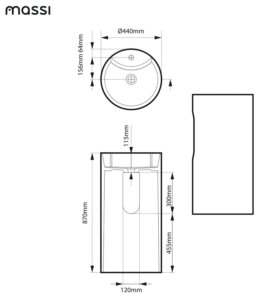 Umywalka wolnostojąca okrągła zielona matowa 87 x 44 cm KALMI GREEN MATT z otworem na baterię