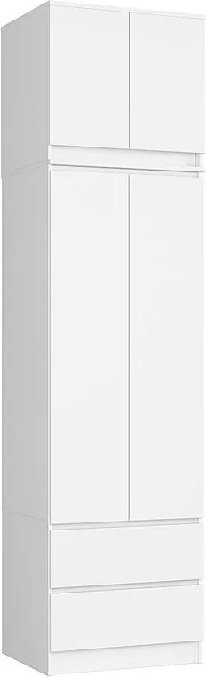 Szafa AKORD S60 z nadstawką Biała 60 cm 2 drzwi 2 szuflady kolor Biały mat 3 półki 60x51x234 cm