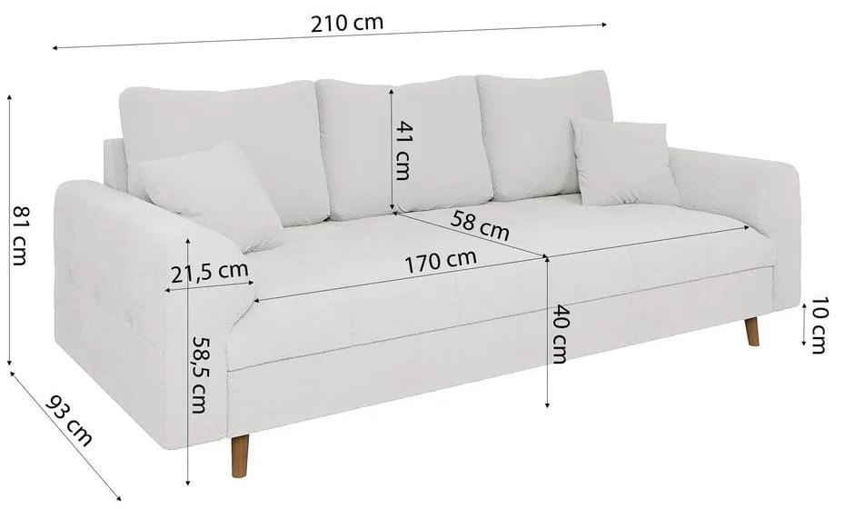 Biała sofa z materiału bouclé 210 cm Ariella – Ropez
