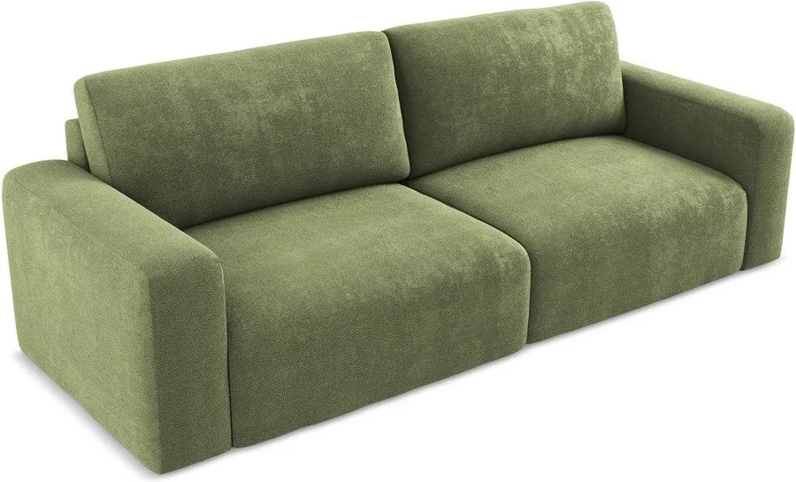 Zielona rozkładana sofa ze schowkiem z tkaniny szenilowej 252 cm Kona – Makamii