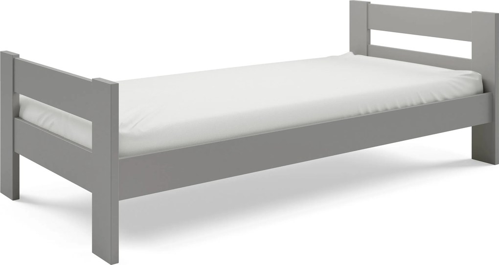 Szare łóżko OSCARO 90x200 cm dziecięce Drewno sosnowe Młodzieżowe Wytrzymałe