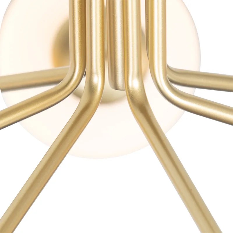 Lampa wisząca w stylu art deco złota z opalowym szkłem 7-światłowa - Coby ArtDeco Oswietlenie wewnetrzne