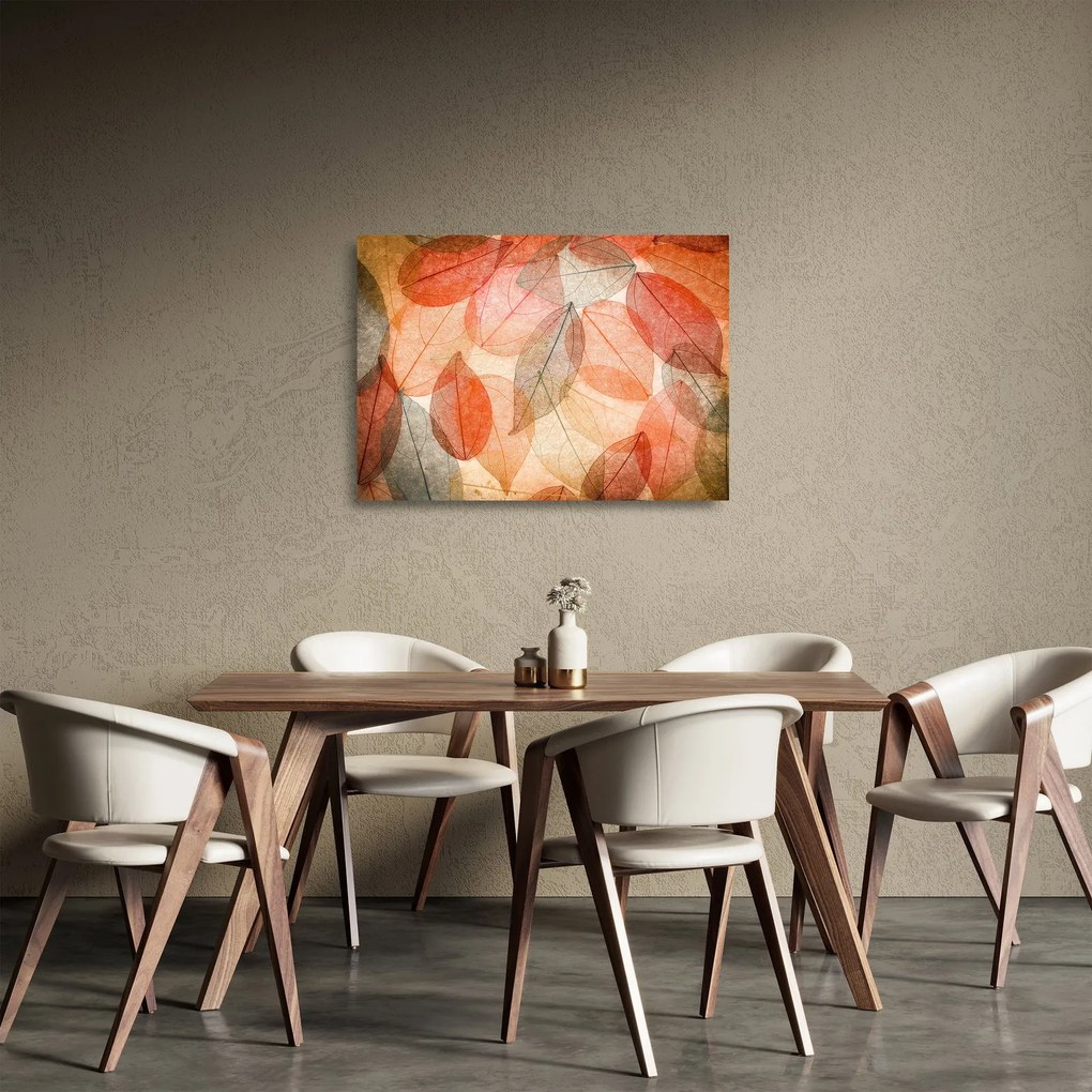 Obraz na szkle malowanych jesiennych liści (70x50 cm)