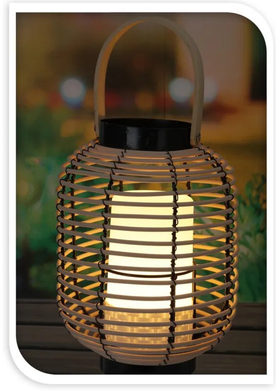 Lampion rattanowy z uchwytem, LED