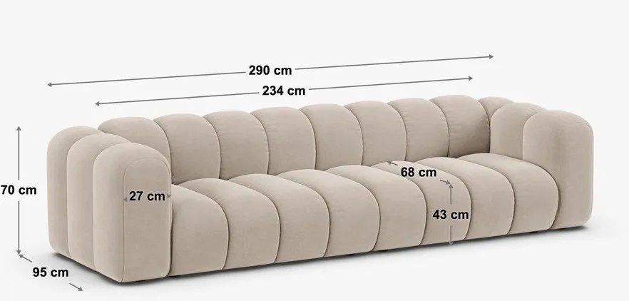 Kremowa sofa z tkaniny szenilowej 290 cm Lupine – Micadoni