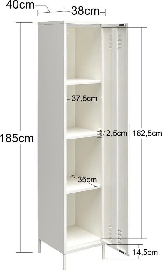 Biała metalowa szafka 38x185x40 cm Mission District – Støraa