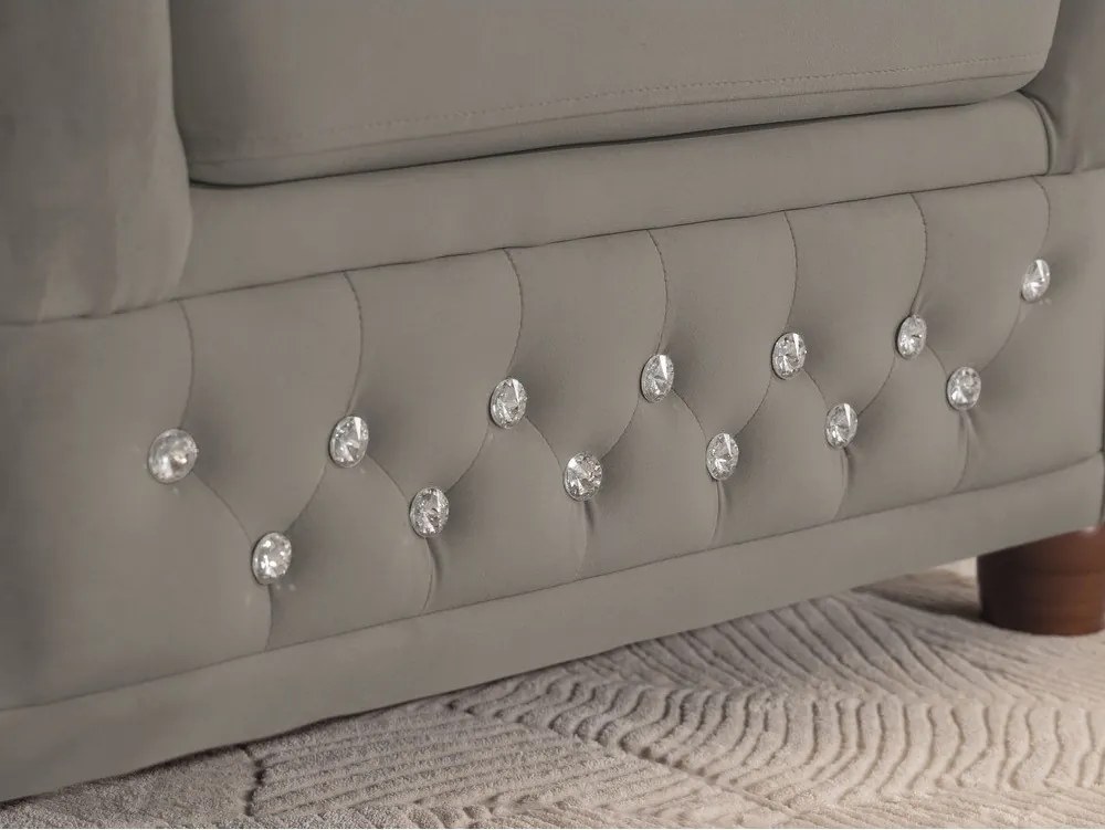 Szary aksamitny rozkładany narożnik (lewostronny/w kształcie litery L) York Blik – Ropez