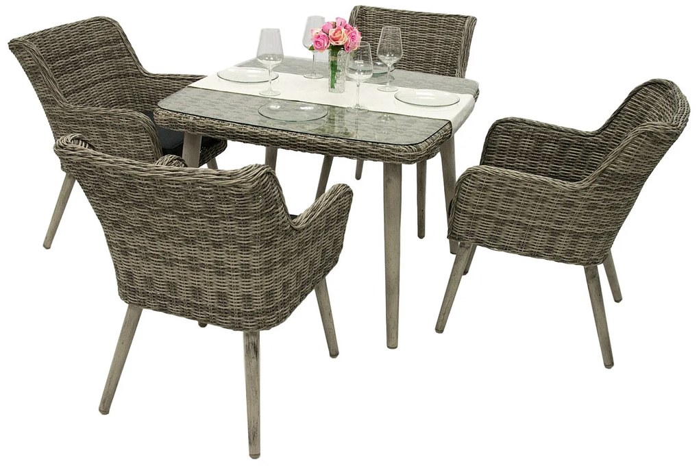 Zestaw rattanowy ogrodowy VICTORIA MINI 1+4 (szary)