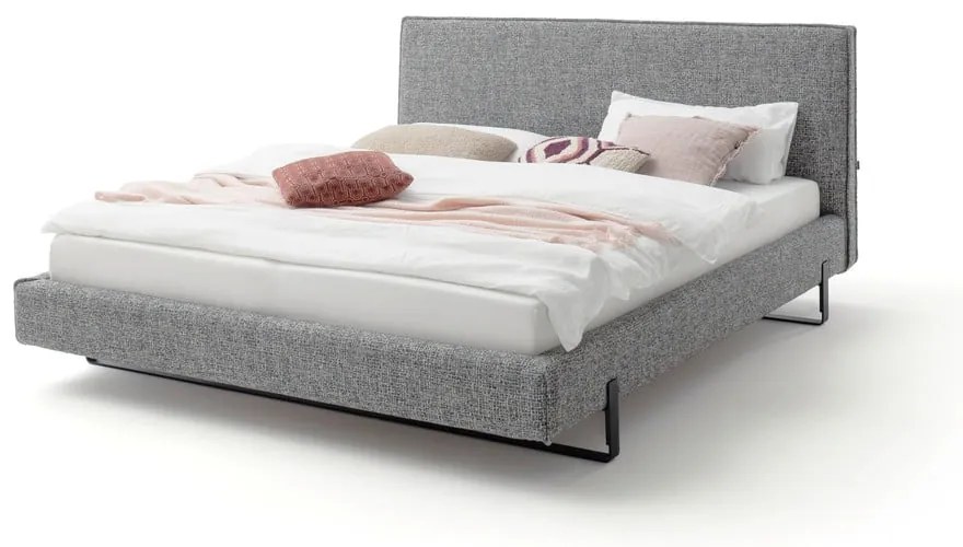 Szare tapicerowane łóżko dwuosobowe 160x200 cm La Gomera – Meise Möbel