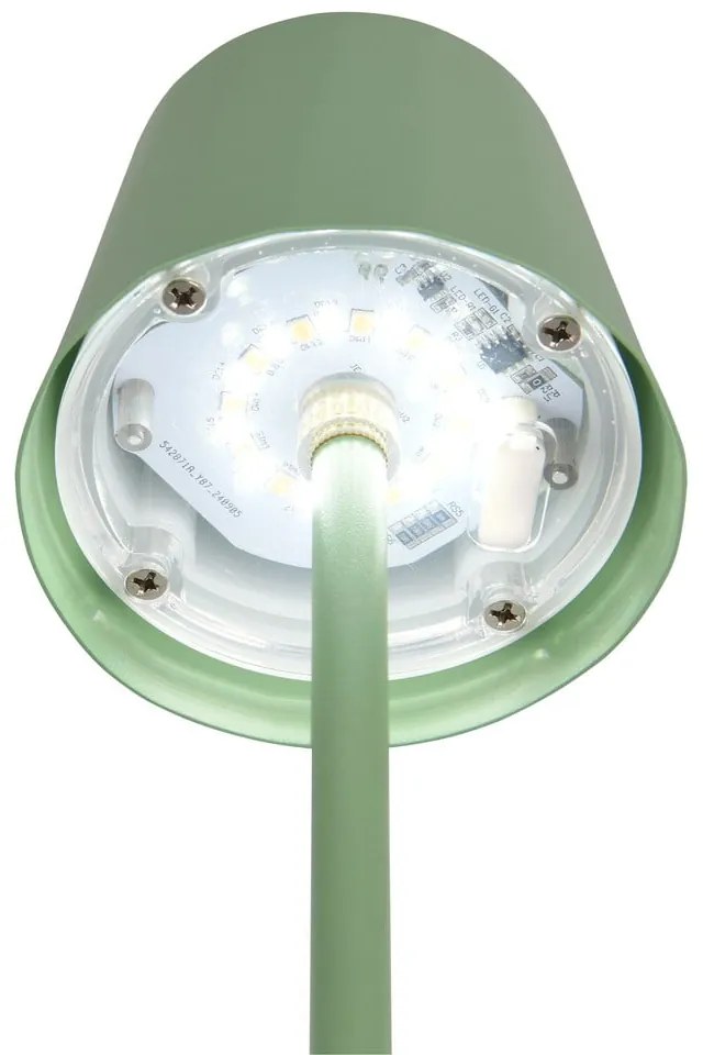 Jasnozielona lampa stołowa LED z metalowym kloszem (wysokość 21 cm) Diaz – Trio