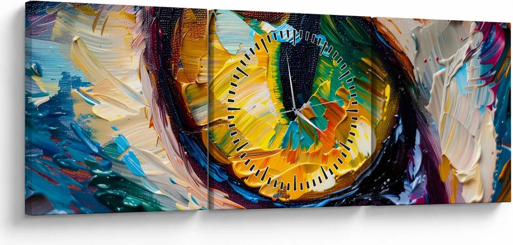 Obraz - Malowanie kocim okiem (z zegarem) (90x30 cm)