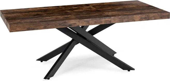 Zestaw Stół Prostokątny Rozkładany HAMPTON 160-240 cm Dąb Rustykalny/Czarny i 4 Krzesła Tapicerowane BRESSO Czarne